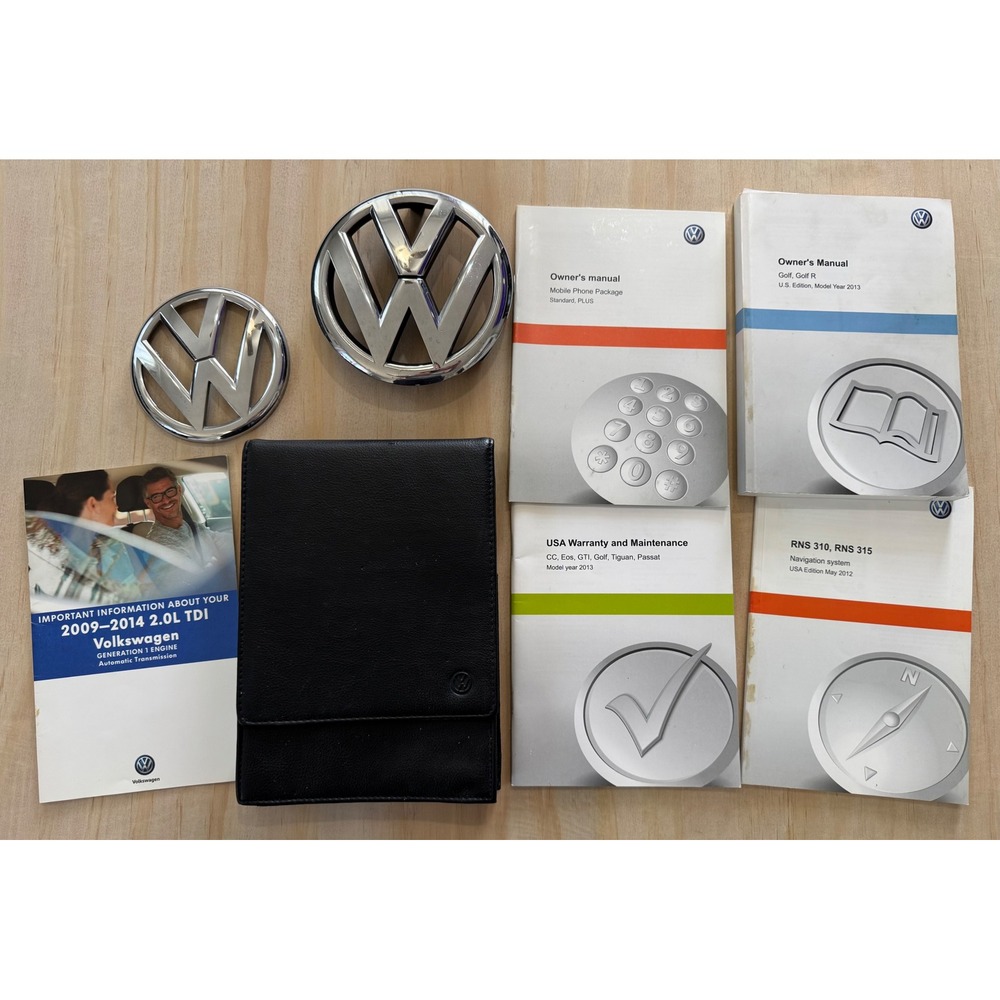 Volkswagen OEM Owner Manual Set Wallet Emblems Golf Passat Tiguan Y2K Kit